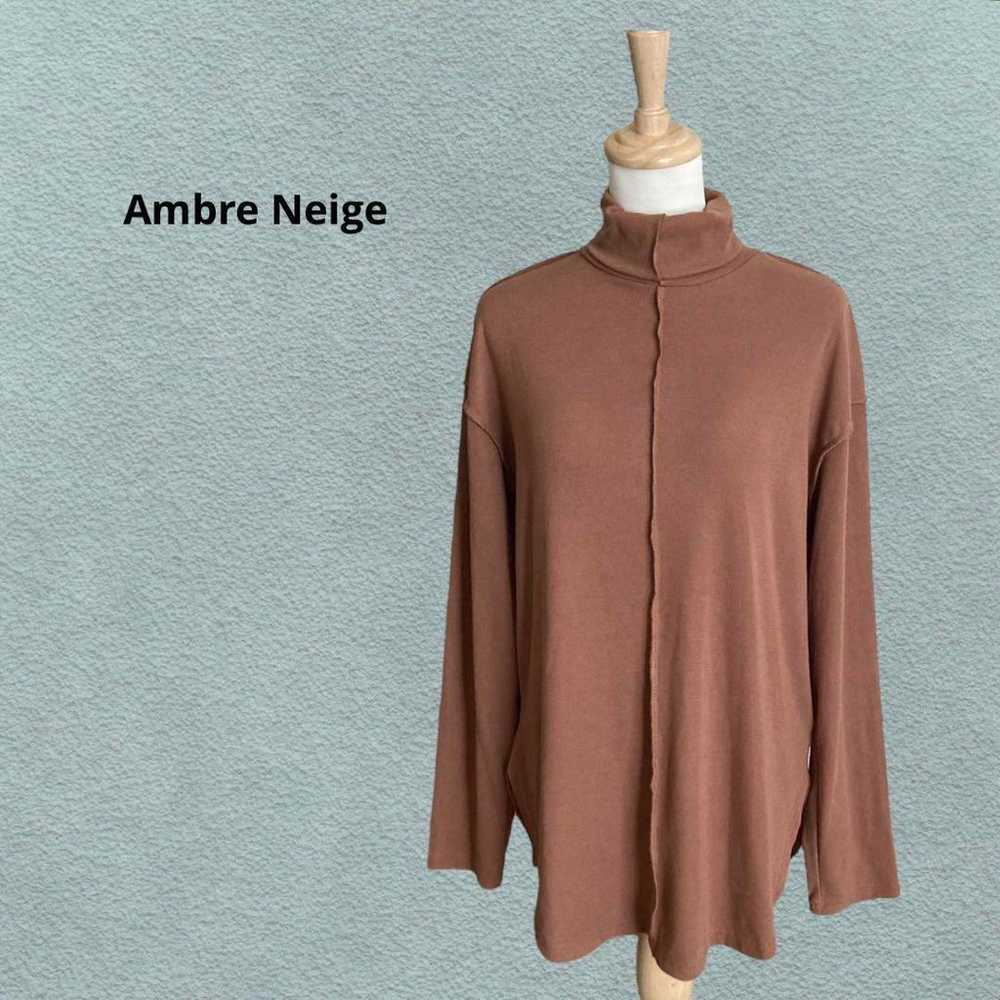 【Ambrelage】Turtleneck Cut Sew Tunic Rib Long Leng… - image 1