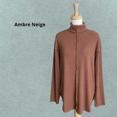 【Ambrelage】Turtleneck Cut Sew Tunic Rib Long Leng… - image 1