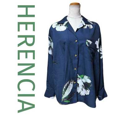 Excellent condition HERENCIA top shirt navy flower