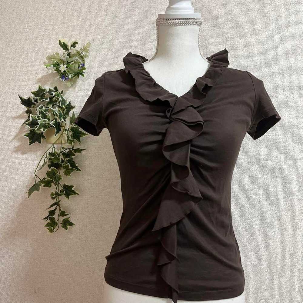 Fairy Grunge Dark Core Front Frill Cut T-shirt Br… - image 1