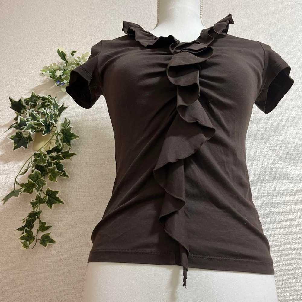 Fairy Grunge Dark Core Front Frill Cut T-shirt Br… - image 3