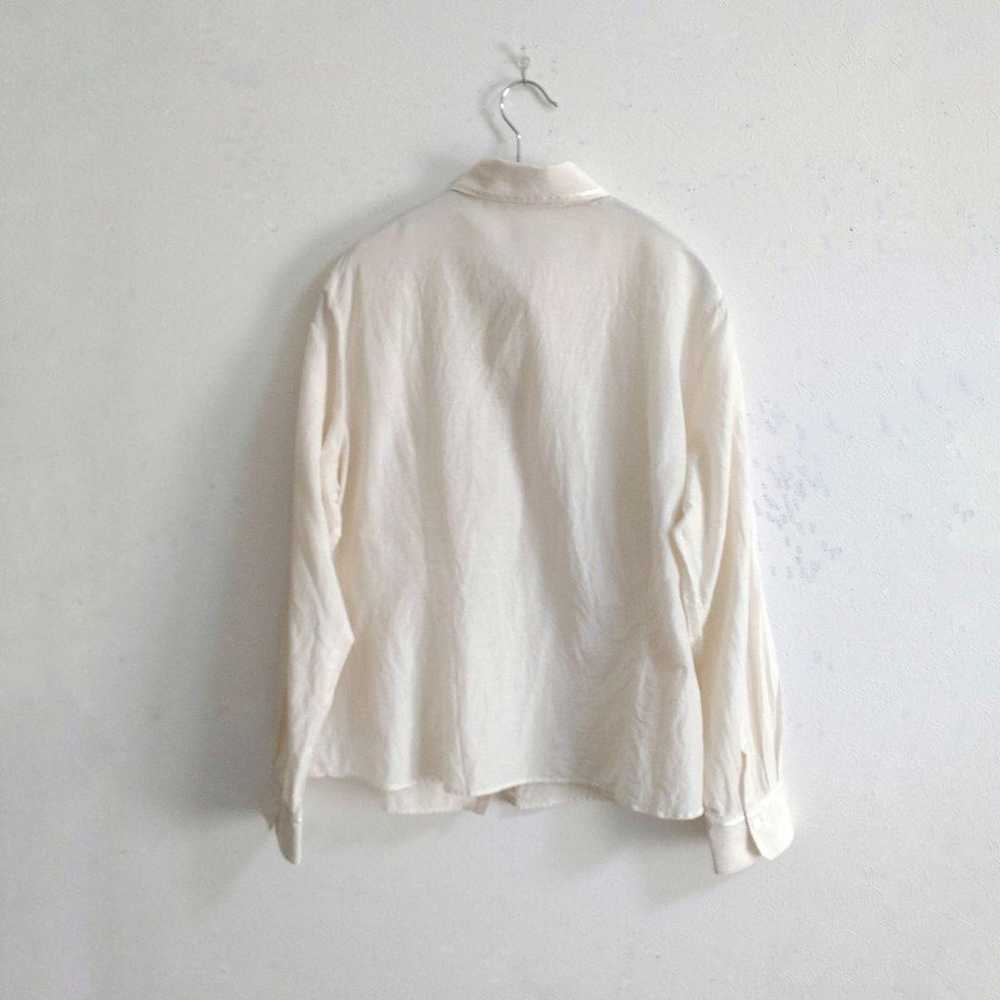 New Yorker Silk Cotton Pintuck Shirt Ivory Large … - image 3