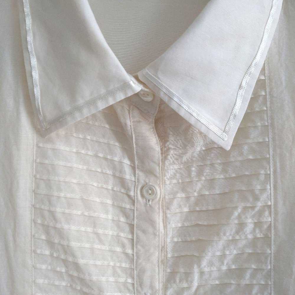 New Yorker Silk Cotton Pintuck Shirt Ivory Large … - image 5