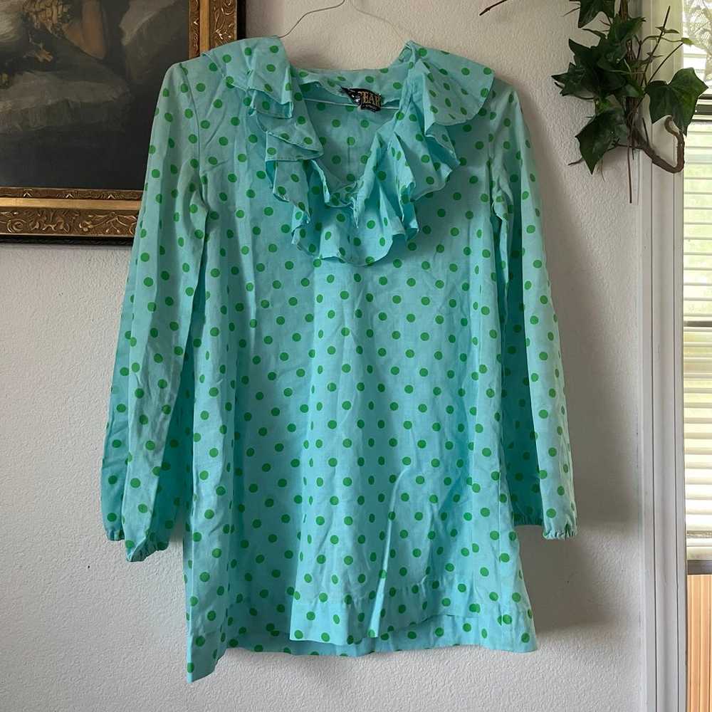 Vintage polka dot ruffle blouse - image 1