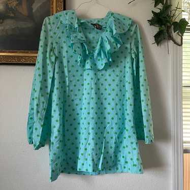 Vintage polka dot ruffle blouse - image 1