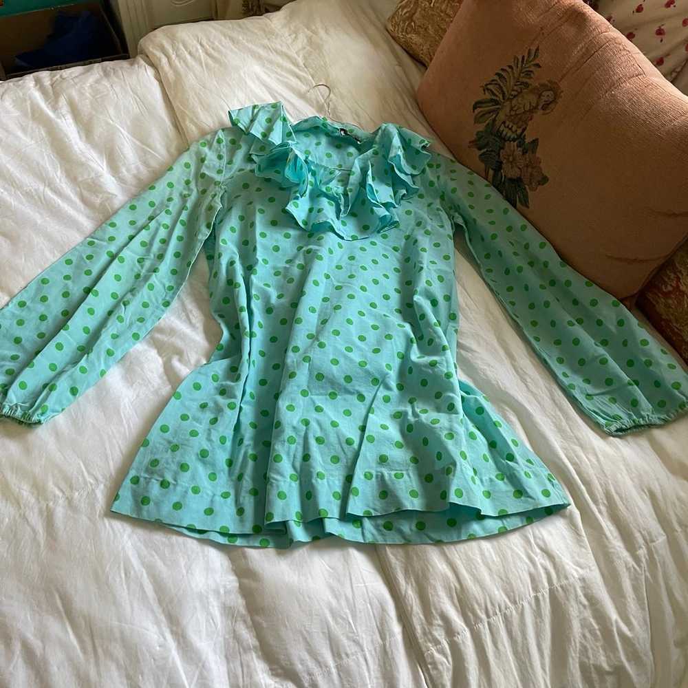 Vintage polka dot ruffle blouse - image 7