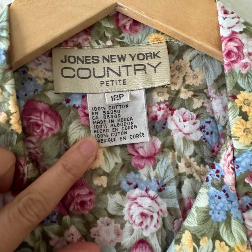 Jones New York country cotton floral blouse deads… - image 3