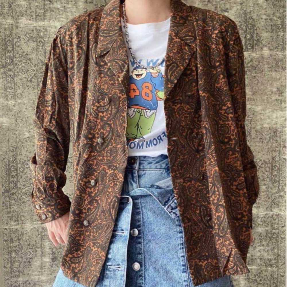 Patterned Shirt Jacket Paisley Vintage Women's Top - image 1