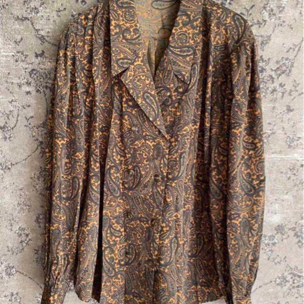 Patterned Shirt Jacket Paisley Vintage Women's Top - image 2