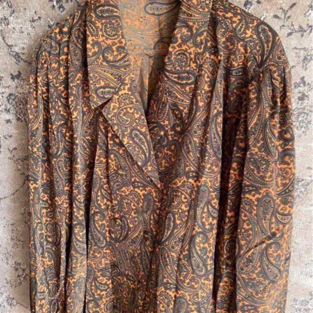 Patterned Shirt Jacket Paisley Vintage Women's Top - image 3