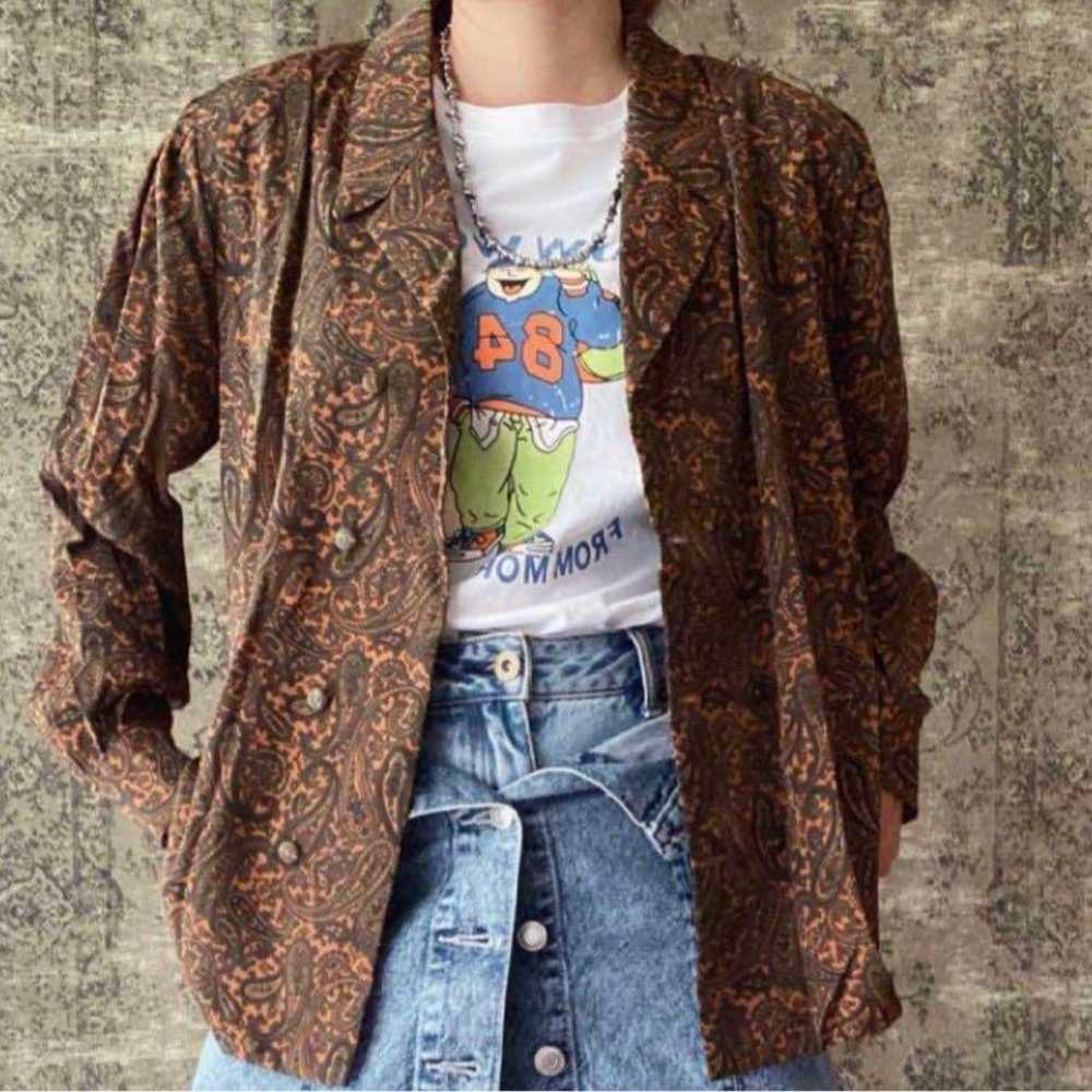 Patterned Shirt Jacket Paisley Vintage Women's Top - image 4