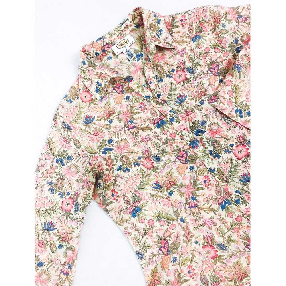 Vintage Button-Front Botanical Blouse - image 11