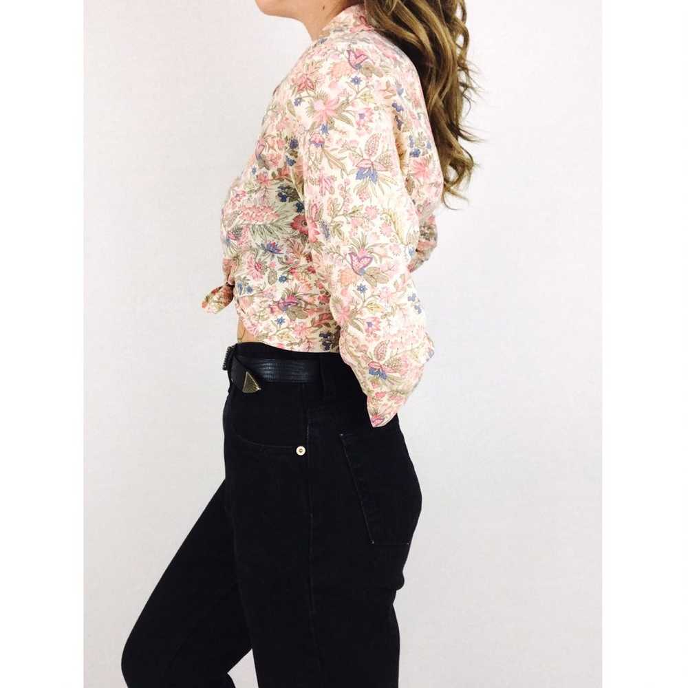 Vintage Button-Front Botanical Blouse - image 5