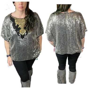 Vintage Mark & John II sequin beaded evening shirt - image 1