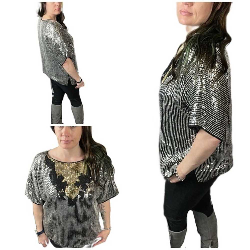 Vintage Mark & John II sequin beaded evening shirt - image 2