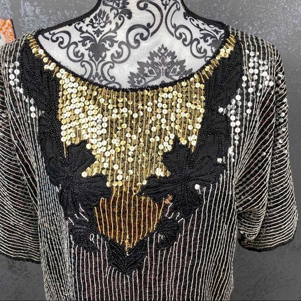 Vintage Mark & John II sequin beaded evening shirt - image 5