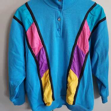 Vintage 1980s Lavon Petites Mock Neck Sweatshirt … - image 1