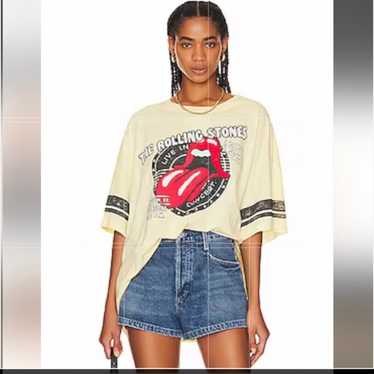 DAYDREAMER Rolling Stones Concert Stamp Tee in Yel