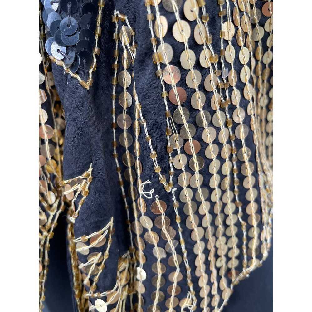 Valachi Creations 100% Silk Gold Sequin Top Women… - image 5