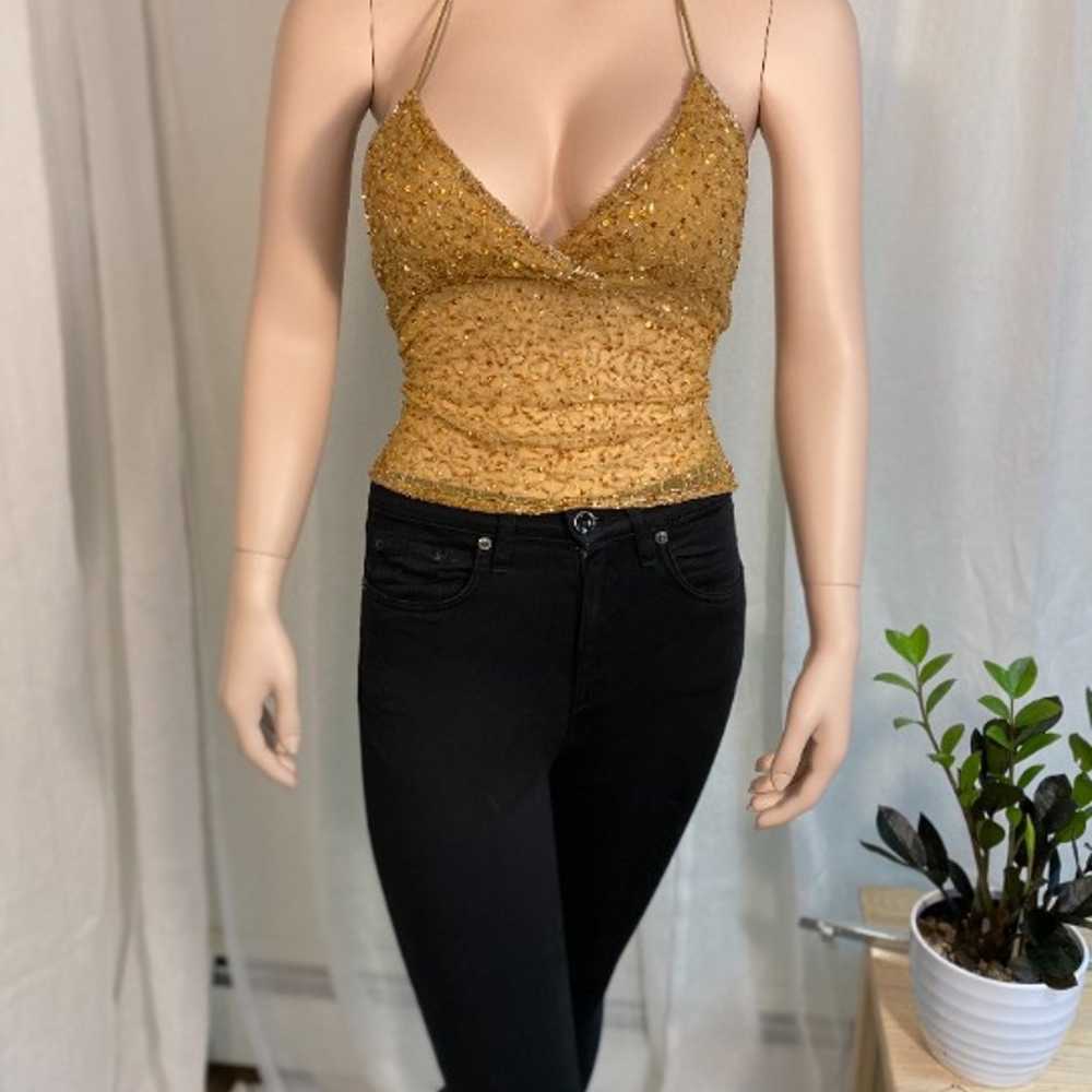 Vintage Beaded Open Back Cami Handmade - image 1