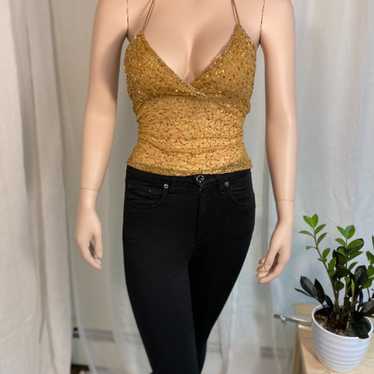 Vintage Beaded Open Back Cami Handmade - image 1