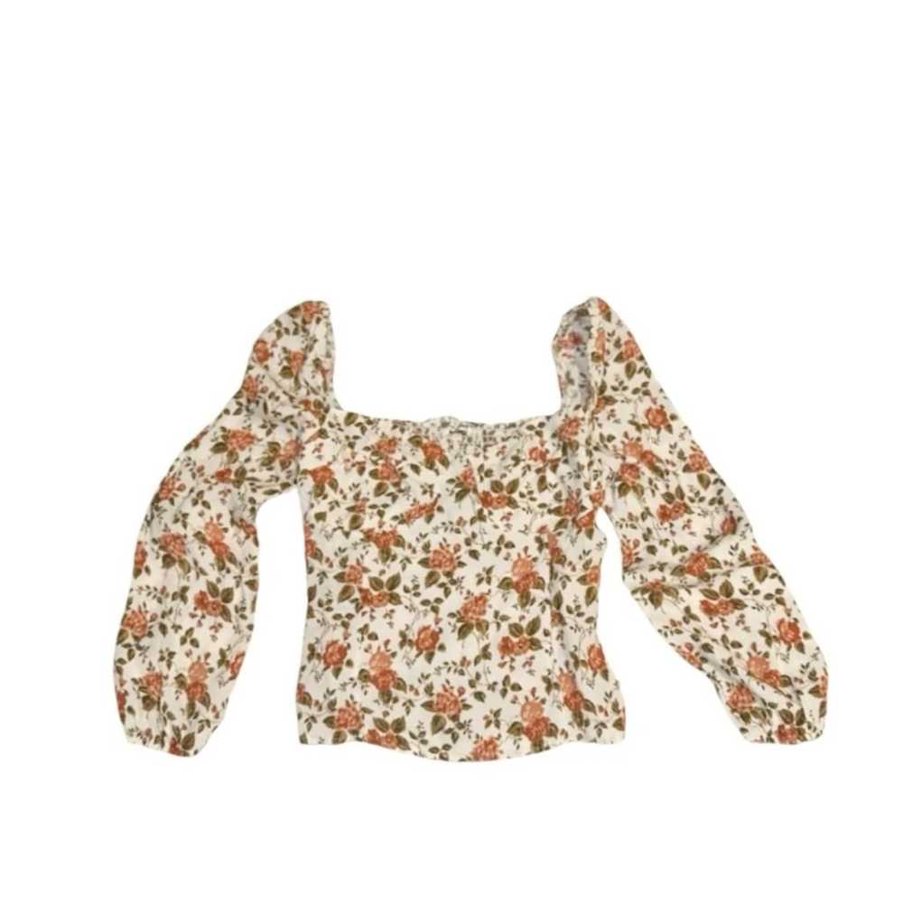 Reformation Reign Floral Print Long Sleeve Top Bl… - image 1