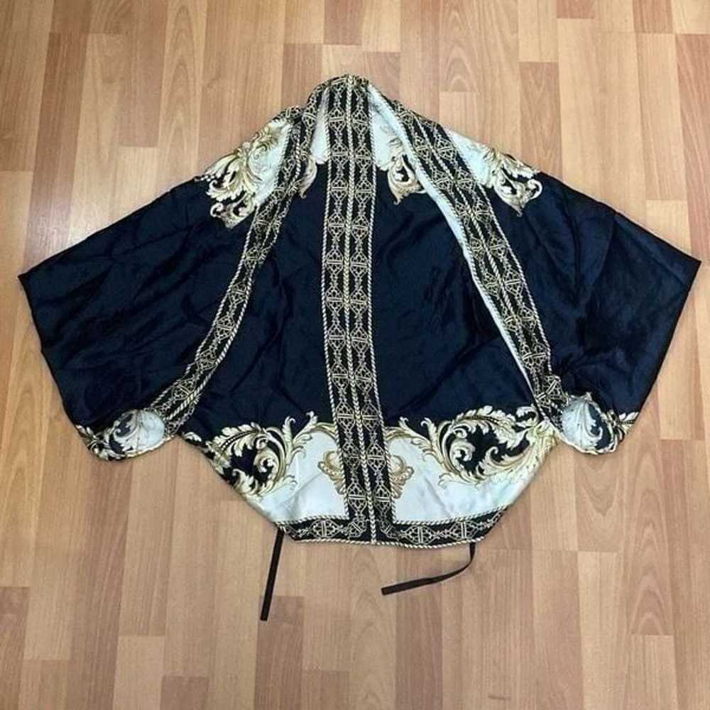 Vintage Luisa Spagnoli Silk Blouse Black Gold Wom… - image 3