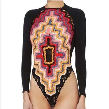 Adam Selman Intermix Black Multicolor Long Sleeve… - image 1