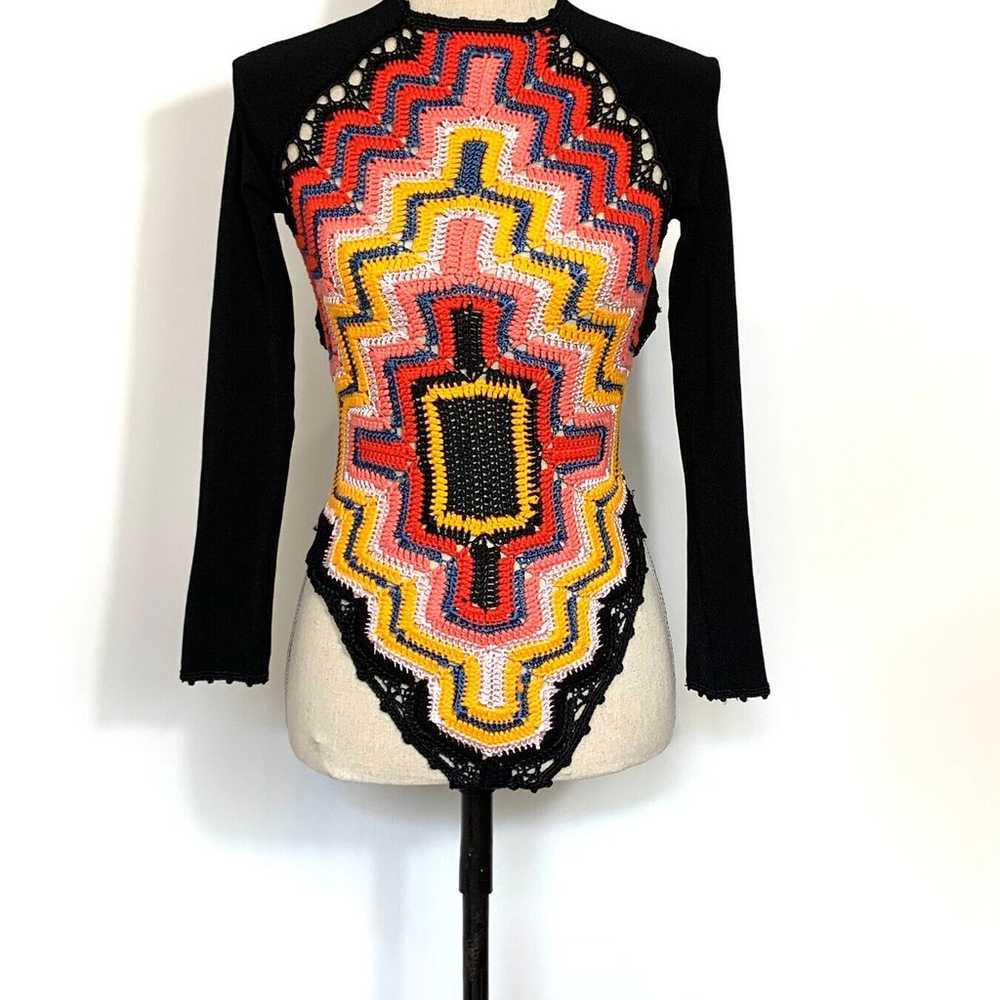 Adam Selman Intermix Black Multicolor Long Sleeve… - image 3