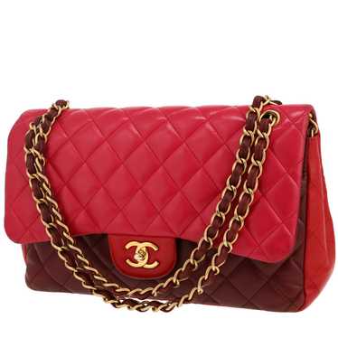 Chanel Timeless Jumbo handbag in red, pink and bu… - image 1