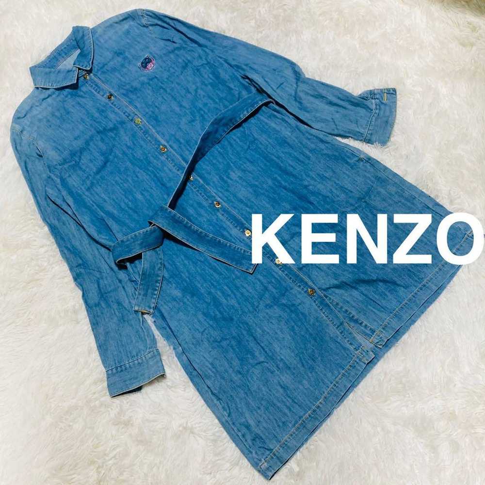 KENZO Denim Dungaree Shirt Coat with Embroidered … - image 1