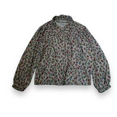 Showa retro blouse, shirt, antique, floral pattern