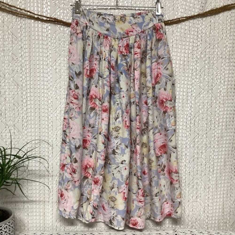 Vintage Women's Skirt Size 38/40 Floral Print Ela… - image 2