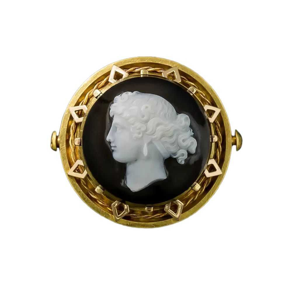 Victorian Onyx Elegant Cameo Brooch - image 5