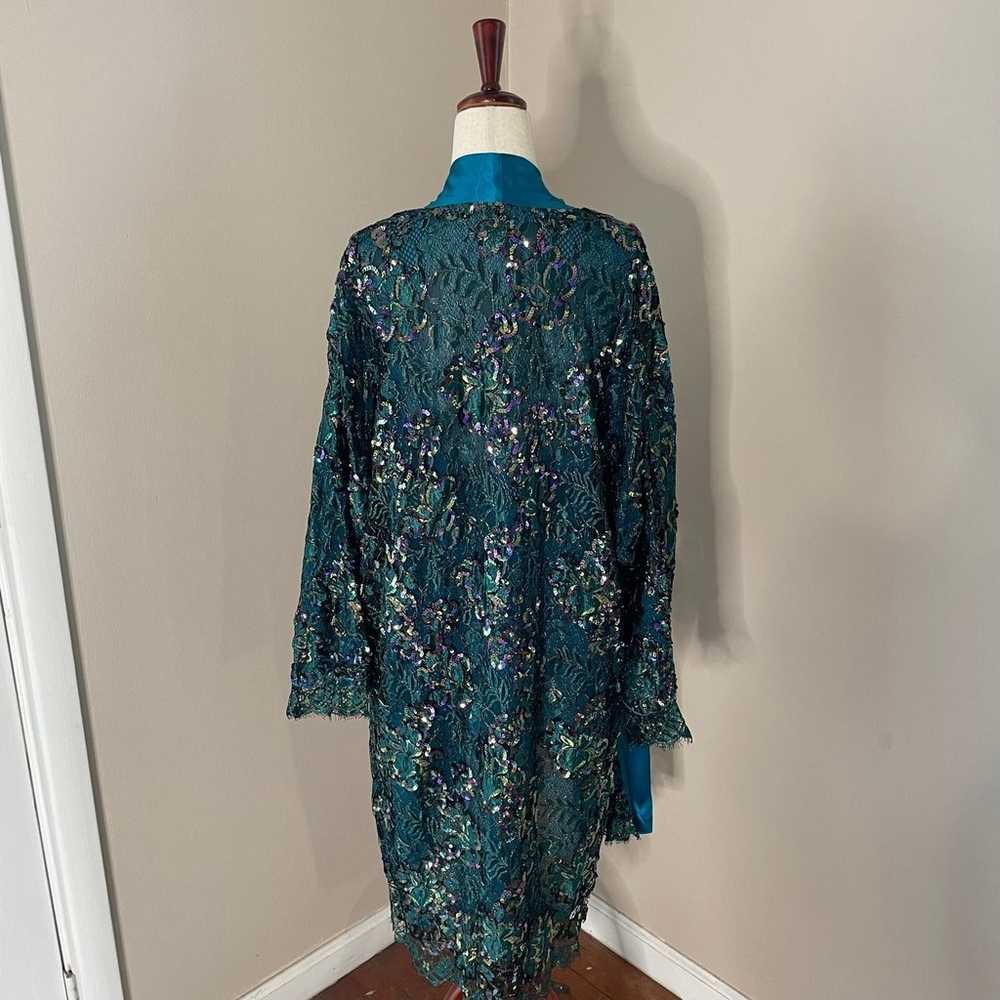 Vintage Victoria’s Secret Teal Silk Chiffon Sequi… - image 10