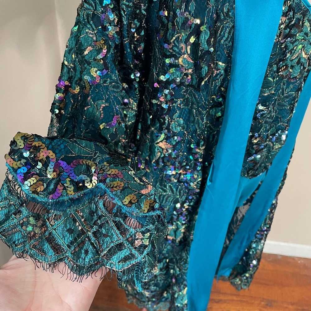 Vintage Victoria’s Secret Teal Silk Chiffon Sequi… - image 6