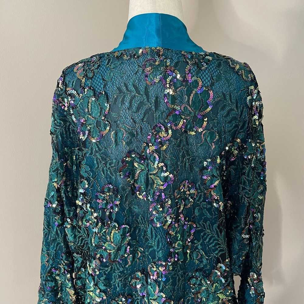 Vintage Victoria’s Secret Teal Silk Chiffon Sequi… - image 9