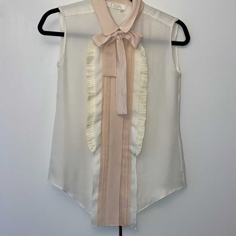 Gorgeous vintage Chloe silk sleeveless pink and c… - image 1