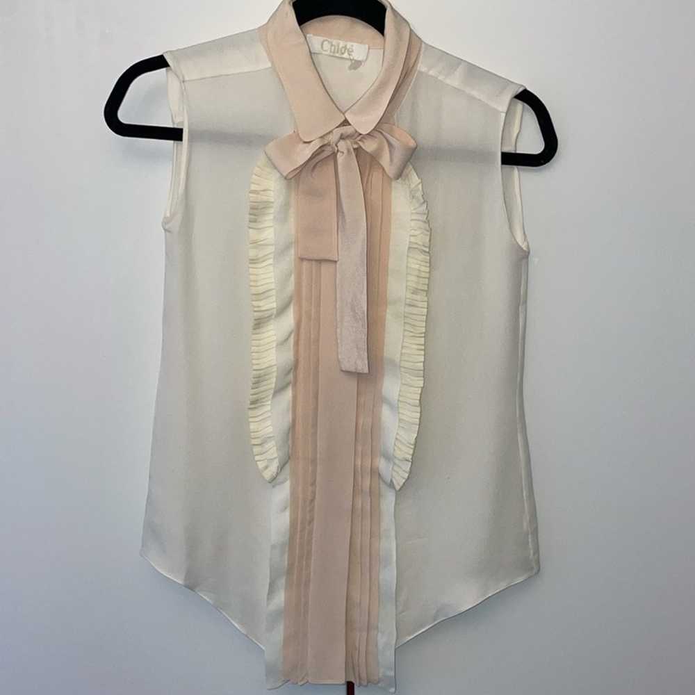 Gorgeous vintage Chloe silk sleeveless pink and c… - image 2