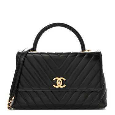 CHANEL Calfskin Lizard Chevron Quilted Small Coco… - image 1