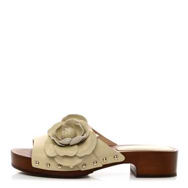 CHANEL Calfskin Camellia Clogs 36 Light Beige - image 1