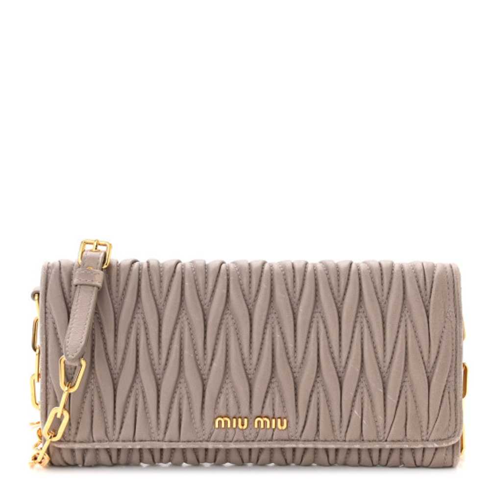 MIU MIU Nappa Matelasse Wallet On Chain Pomice - image 1