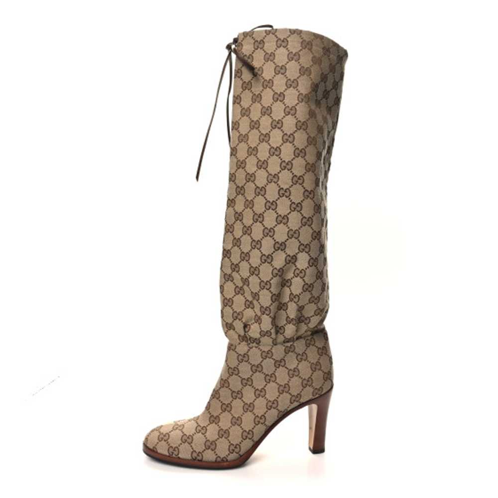 GUCCI Monogram Malaga Kid Lisa Mid Heel Boots 40 … - image 1