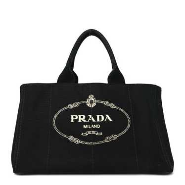 PRADA Canvas Large Canapa Logo Tote Black