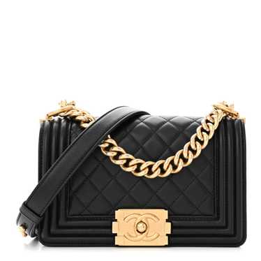 CHANEL Lambskin Quilted Small Boy Flap Black