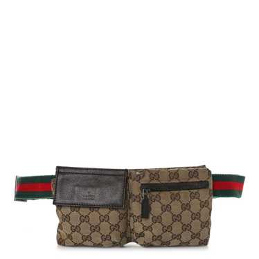 GUCCI GG Monogram Web Double Pocket Belt Bag Dark… - image 1