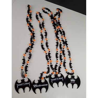 Vintage Budweiser Bat Halloween Necklace Beads Lo… - image 1