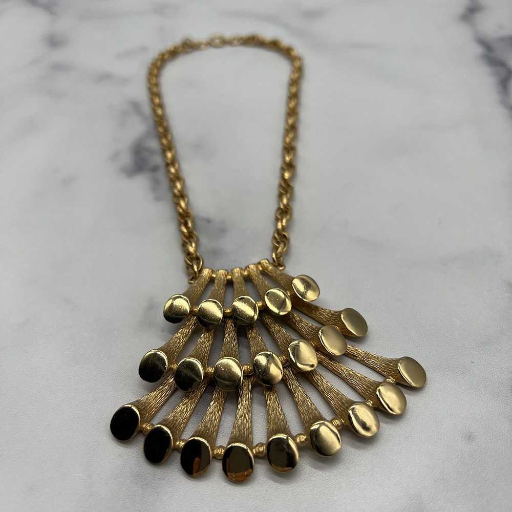 Napier 1970s “Pipes of Pan” Necklace Gold Tone - image 3