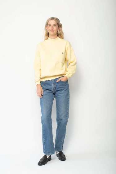 Pocketed Crewneck Sweatshirt - Light Yellow