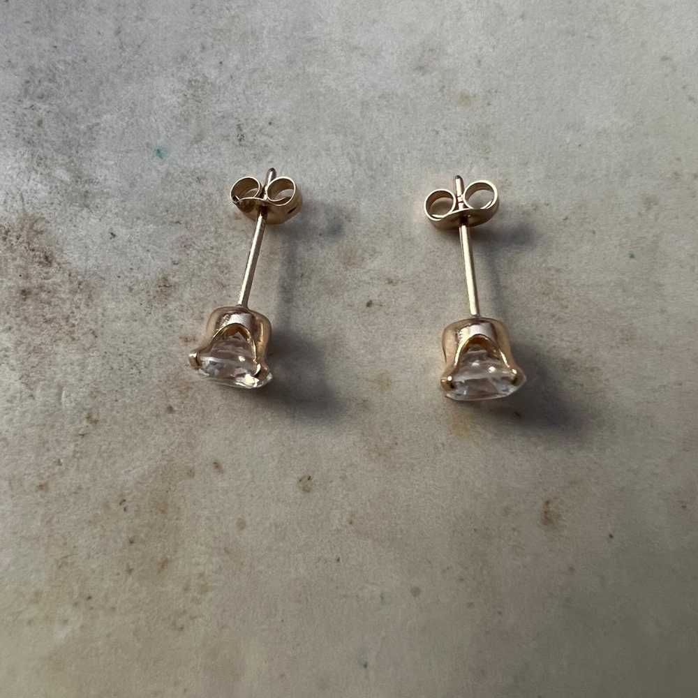 Vintage 14k Gold 1 CT TW Cubic Zirconia Stud Earr… - image 8